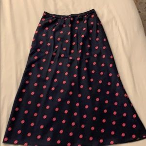 Zara Like-Silk Navy and Pink Polka Dot Skirt
